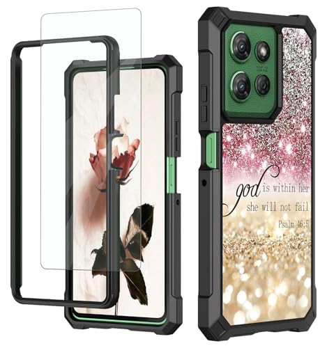 Protection Moto G Stylus 5G 2025 rose pailleté Psaume 46:5 cadeau idéal