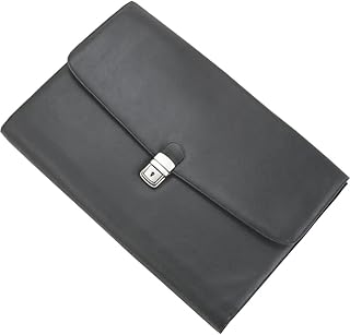 Alassio Dokumententasche Udine, Aktenmappe aus echtem Leder, verschließbare Dokumentenmappe, für A4 Format Aktentasche, 39 cm, Schwarz