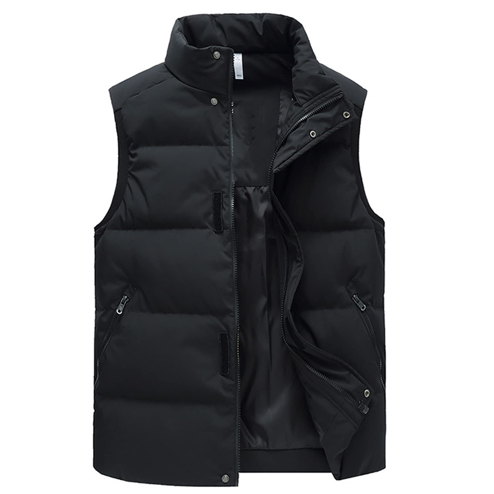 Hombres más tamaño chaleco al aire libre cálido repelente al agua a prueba de viento más chaleco de terciopelo chaleco de pesca casual chaqueta de viaje ropa de abrigo superior negro-4XL