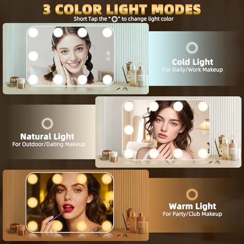 Espejo de tocador rectangular con luces LED recargable miniatura 5