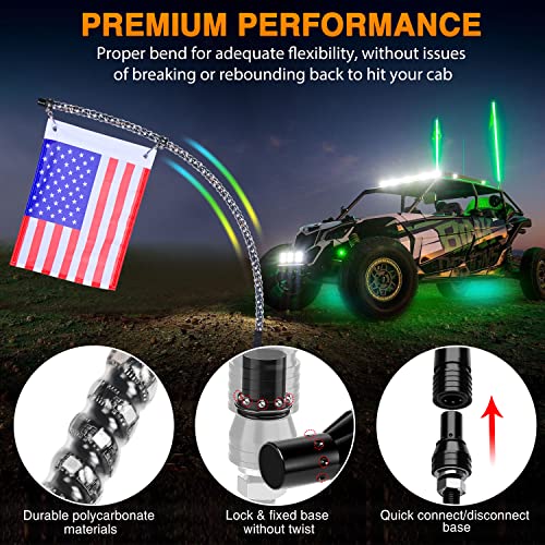 Nilight 2Pcs 3Ft Spiral Rgb Led Whip Light W/Rgb Chasing/Dancing Light Rf Remote Control Lighted Antenna Whips For Can-Am Atv Utv Rzr Polaris Dune Buggy 4 Wheeler Offroad Jeep Truck, 2 Year Warranty #TOP2