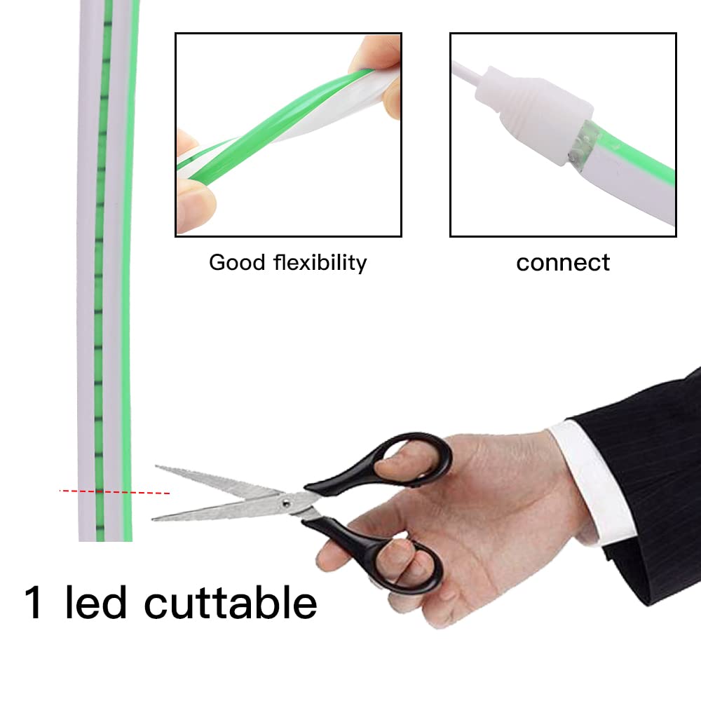 KISUFU Taśma świetlna LED, neonowa taśma świetlna 5 m, 120 diod LED/m, 5 V, 2835, wodoodporne, silikonowe, elastyczne paski LED, neonowa lina USB, do sypialni, na imprezę, do dekoracji na zewnątrz, 4 m, ciepła biel