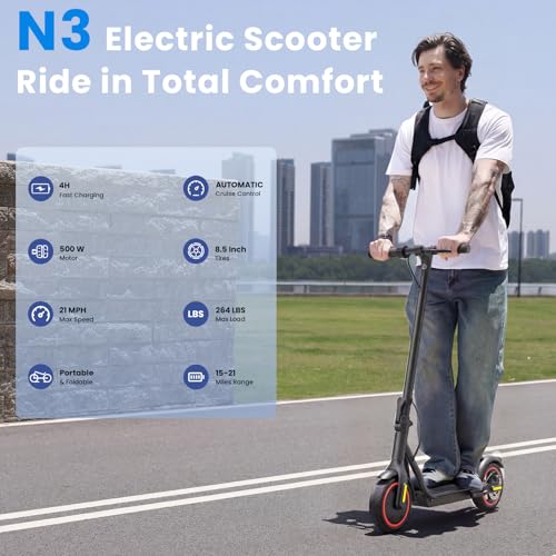 Image of Electric Scooters - Electric Scooter for Adults, 500W /1500W Motor, 18 /21 /25 Max MPH, 21 /28 Miles Range, APP Control, Cruise Control, Lightweight Foldable E-Scooter