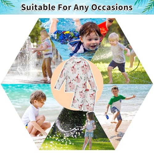 Pig Holly Leaves Boys Swimsuit Rash Guard Toddler Kids Long Sleeve Swim Shirt and Trunks Swimwear Set 3-10Y4