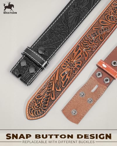 Image of BELTROAD 2 Pack Western Leather Belt Strap for Men Women Cowboy Cowgirl Leather Mens Belts for Jeans Gift Belt without Buckle