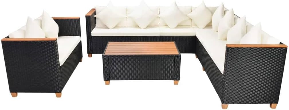 6-tig Patio Furniture Set Black Cream White Modular Sofa Style Comfort Lounging Hosting