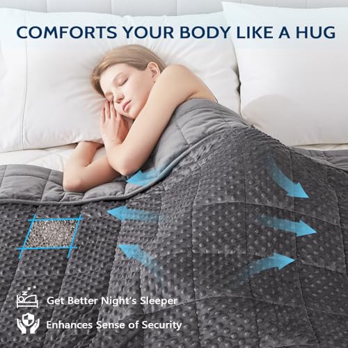 L'AGRATY Weighted Blanket for Adult - 48"x72" 15lbs Minky Dots Heavy Blanket with Glass Beads Soft Breathable for All-Season Summer Fall Winter Thick Comfort for Sleeping