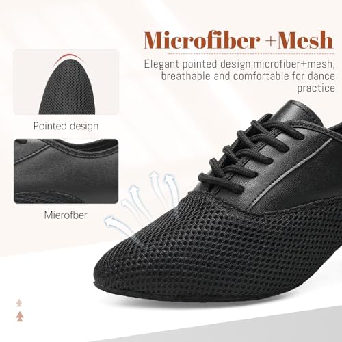 Women's Closed Toe Latin Dance Shoes Professional Salsa Modern Teaching Ballroom Practice Dance Shoes,Model RY-JTWX-Suede Sole-2" Heel2