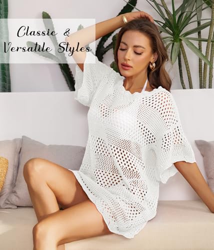 Women Swimsuit Coverup Crochet Bathing Suit Beach Cover Ups Summer Knit Bikini Beachwear Pullover 2025 Swimwear Dress4