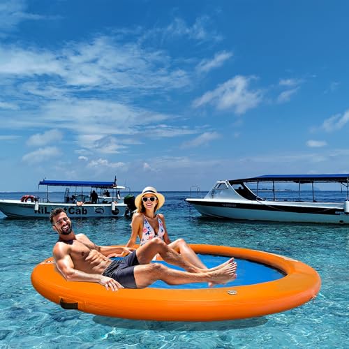 Inflable Piscina Hamaca Flotante, ⌀+245/185cm Muelle Isla de Agua para Adultos y Familia, Balsa Flotador Grande para Lago, Piscina, Playa y Mar (185cm)