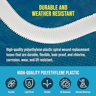 U.S. Pool Supply Above Ground Pool Hose Replacement 1.5" Diameter x 40" Long, Pack of 2 - Compatible with Intex Pool Filter Pump Hoses, Sand Filters, Saltwater Systems with 1,500 to 2,500 GPH