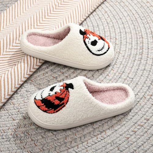 Halloween Slippers for Women Men Cute Cozy Warm Plush Fluffy Warm Slipper Memory Foam Home Shoes Non Slip Fall Slippers Winter House Shoes4