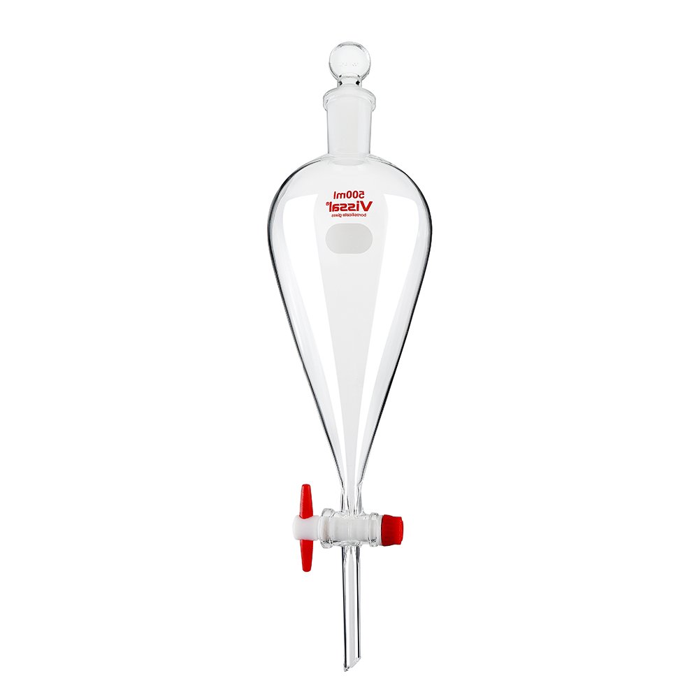 ChaRLes 500ml 24/40 pyriformes Borosilikatglas-Separator-Trichter Birnenform PTFE-Absperrhahn-Labor