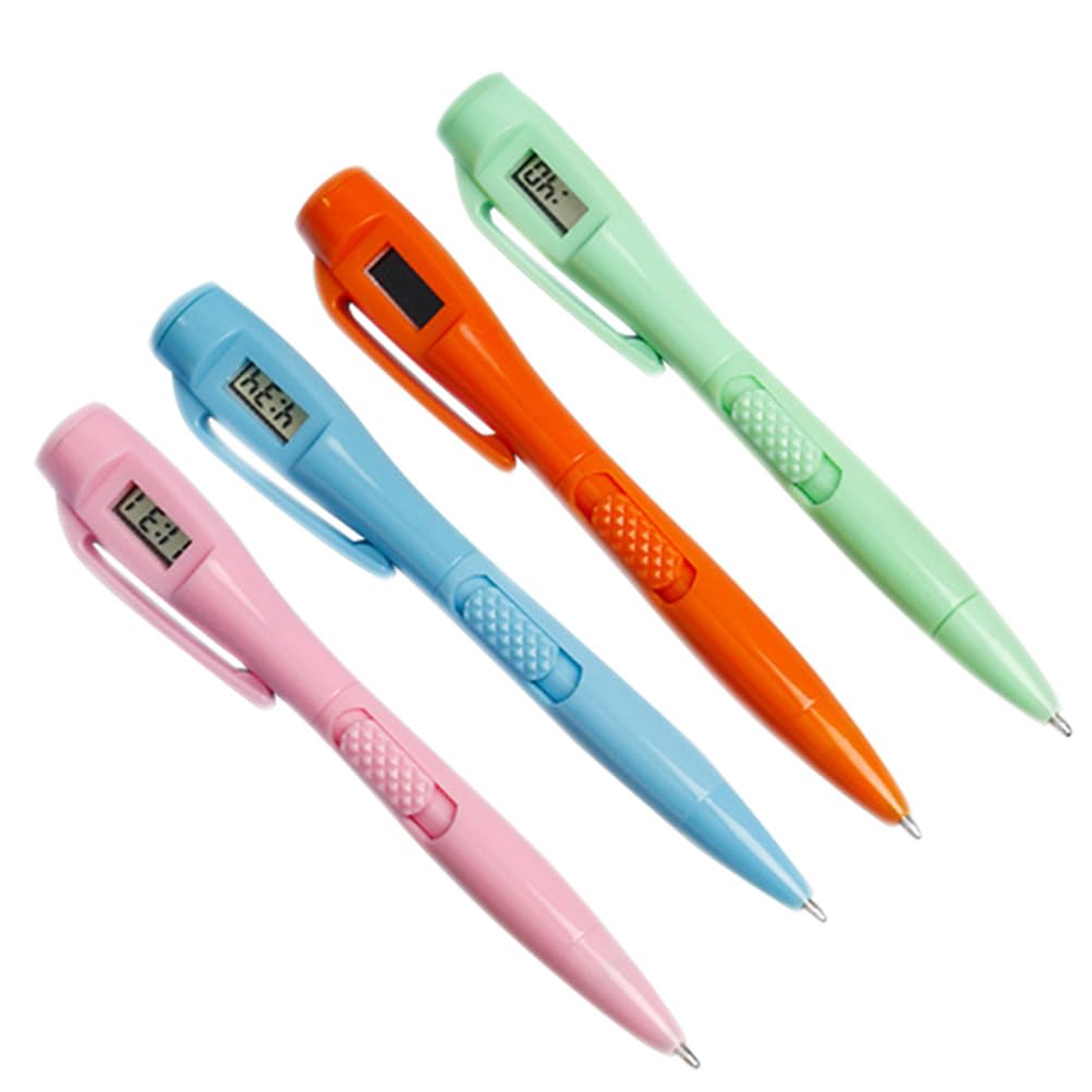 Ciieeo 4pcs Multi-function Student Pen with Clock Feature Portable Gel Writing Pens for School and Office Smooth Writing Experience High-grade Replaceable