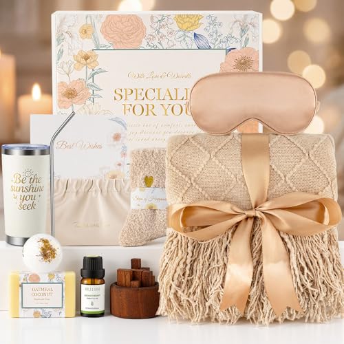 Birthday Gifts for Women, Get Well Gift Baskets for Women, Care Package Self Care Gift Box Thinking of You Inspirational Valentines Day Gift Set for her Wife Firends, Khaki
