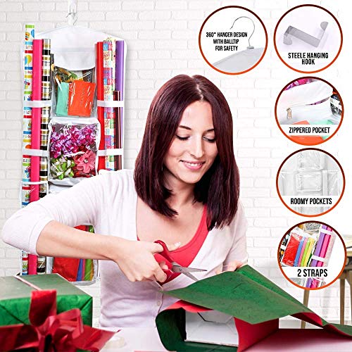 Wrapping Paper Storage Plastic Ziplock Bag Organizer - 40" Storage Containers - Door Hanging Gift Wrapping Organizer Storage For Closet #TOP5