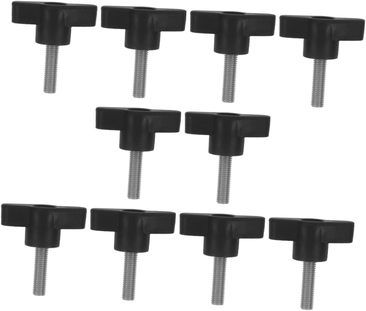 Alipis 10pcs Tee Wing Knobs Black Thumb Screws for Woodworking Stainless Steel Clamping Handle Versatile Use Machinery Furniture Assembly