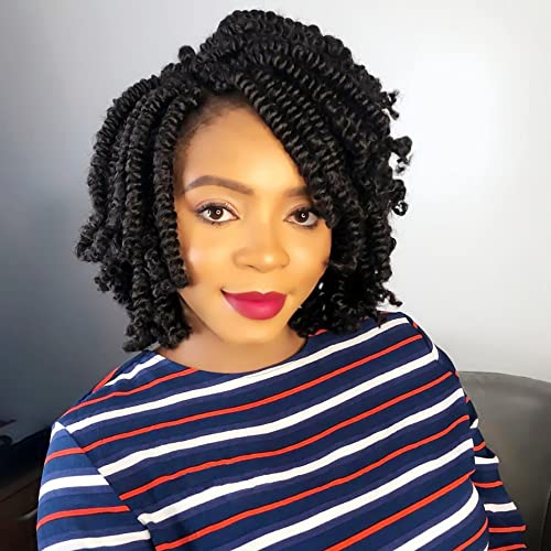 8 Inch Pre-twisted Spring Twist Crochet Hair 7 Packs Bob Spring Twist Crochet Hair Short Synthetic Braiding Hair Extension, 2#
