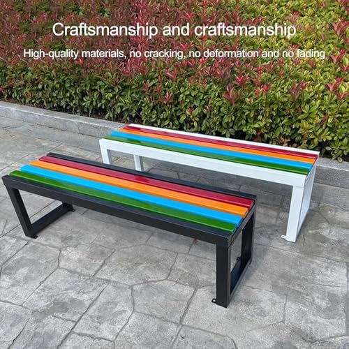 Outdoor Bench, 2-3 Person Garden Benches for Outdoors, Weatherproof Outdoor Backless Bench, Patio Dining Bench Front Porch Benches, for Backyard, Garden, Porch, Patio(White,100cm/39.4in) - Image 4