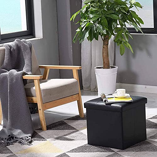 Pouf pliant en cuir PU marron et siège confortable chic