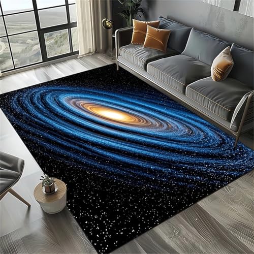 PEIHUODAN Alfombra Gamer Suelo – Diseño Espacial Galaxia 3D, Base Antideslizante para Habitación Juvenil, Niños o Salón (Print 2,120x160cm)
