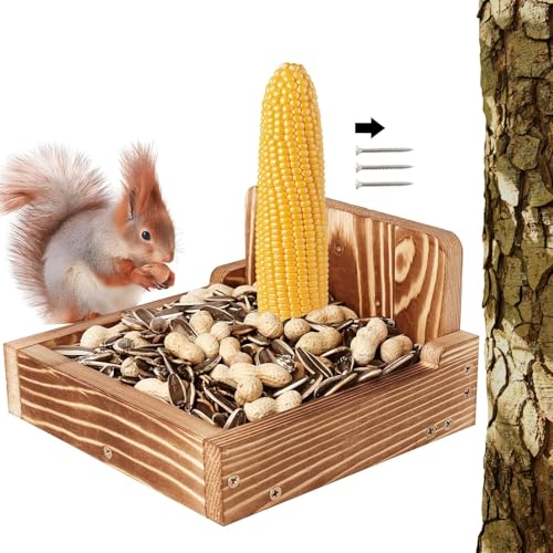 Durable Squirrel Feeder Outside Squirrel Feeders for Outdoors Chipmunk Feeder for Patio Lawn Garden Squirrel Food (Light Brown Medium)