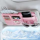 Keedolla Car Sun Visor Organizer Truck Visor Organizer, Car Visor Storage Pocket Sun Visor Pouch Case Bag for Sunglasses, Cards, Pens and Document - Pink