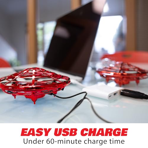 Image of Force1 Scoot Hand Operated Drone for Kids or Adults - Hands Free Motion Sensor Mini Drones, Easy LED Indoor Rechargeable UFO Toy Flying Orb Ball Drone Toys for Boys and Girls (Red)