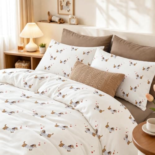 Freyamy Bettwäsche 135x200 Dackel Bunt Dachshund Herzen Bettwäsche Set – Ansicht 4