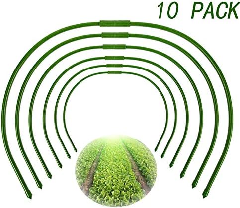 Tingyuan 10 Pack Greenhouse Hoops 4FT Long Grow Tunnel Plastic Coated Steel Hoops with Joint Connectors