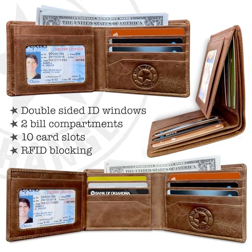 Texas Longhorn Bifold Wallet - Western Wallet for Men -Longhorn Cowboy Wallet - RFID Blocking & 9 Card Slots - Distressed Leather Cowboy Wallet for Men3