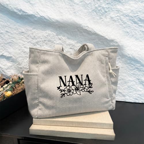 Bolso tote de pana, bonito bolso para mujer, bolso de hombro con bolsillo interior para trabajo, playa, viajes, compras y supermercado miniatura 1