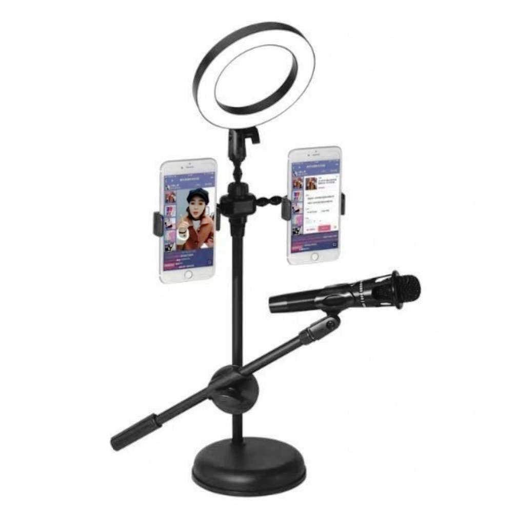 Boosty® Selfie Ring Light with 2 Cell Phone Holders and Microphone Stand, Livestream Lighting for Live Beauty Light Ring (4 in 1 Mobile Phone Stand)-image-30