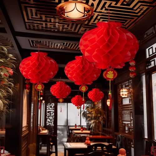 10 Stück 10 Zoll Chinesische Laternen, wasserdichte Papierlaternen Chinesisches Neujahrsfest Dekoration, Rot Hängende Laternen Asiatische Deko für Laternenfest, Hochzeit, Geburtstag Party