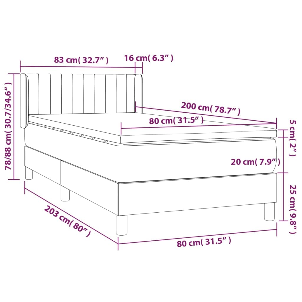 Samt verstellbares Kopfteil Boxspringbett Rosa 80 x 200 cm