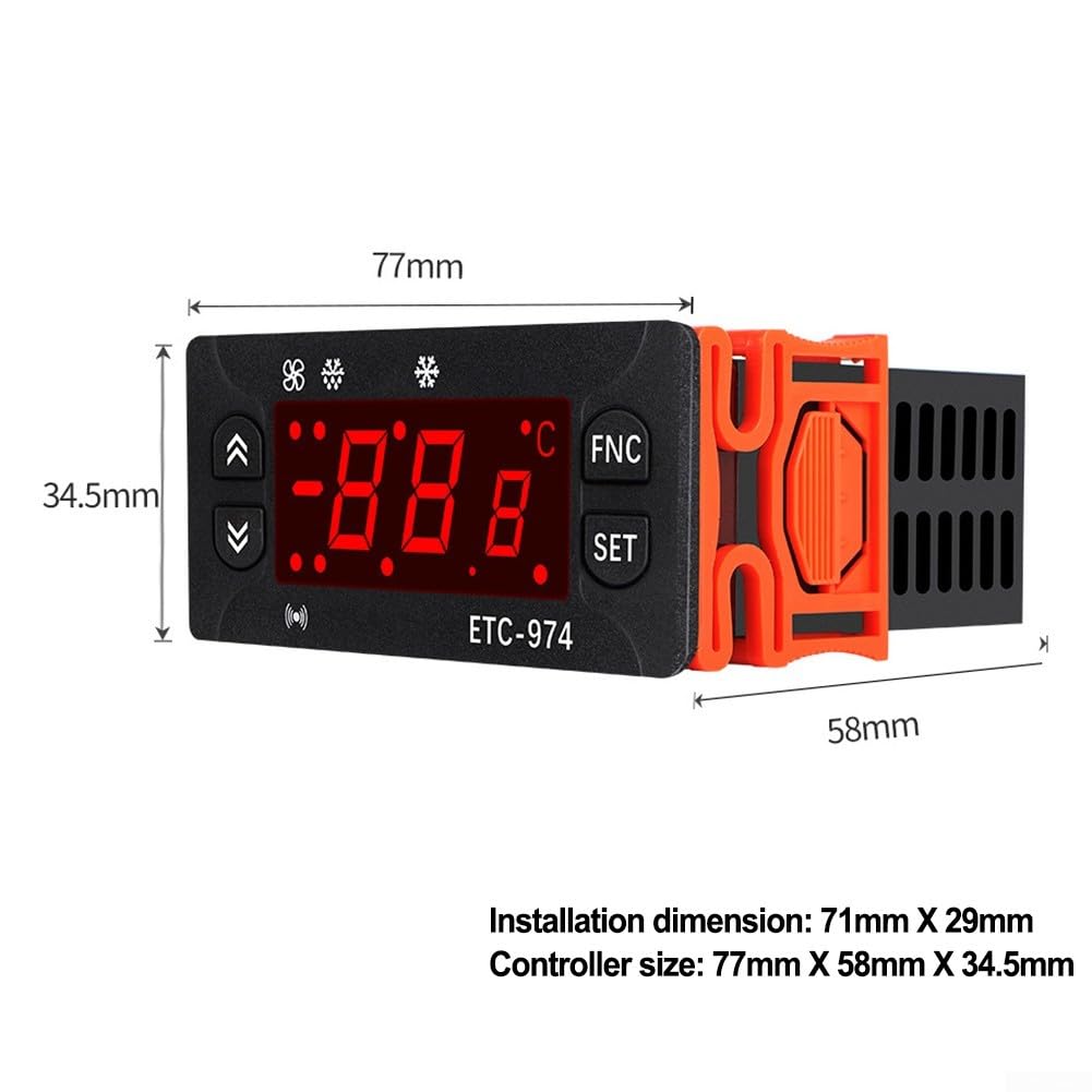 Thermostat numérique ETC-974 avec sonde de température pour réfrigérateur (12-24 V)