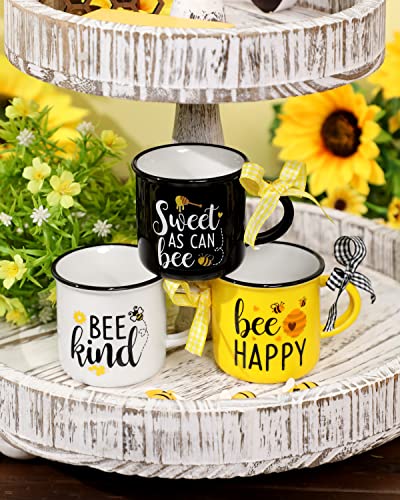 Nefelibata Bumble Bee Tiered Tray Decorations Bee Mini Coffee Mugs 3 Pack Espresso Cups Spring Summer Honey Kitchen Decor Farmhouse Home Decor Bee Party Housewarming Gift Idea #TOP3