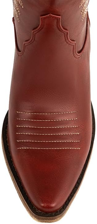 Atuelang Western Cowboy Boots for Women Knee High Wide Calf Lace Up Embroidered Cowgirl Boots - Image 7