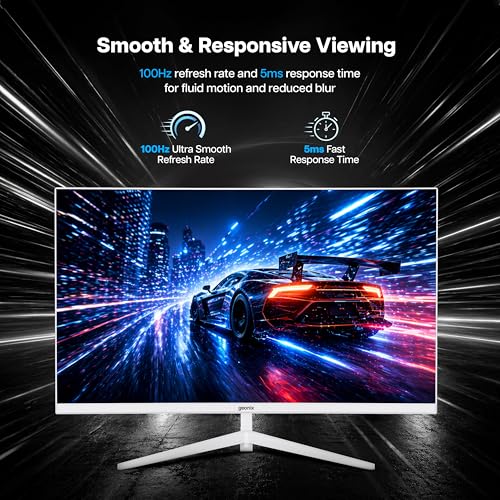 Image of GEONIX Argon 32-Inch Curved Full HD Monitor (81.28 cm) 100Hz Refresh Rate, 5ms Response Time, 3000:1 Contrast Ratio, Inbuilt Speaker 2X2W, 1920x1080, White, 3-Year Warranty