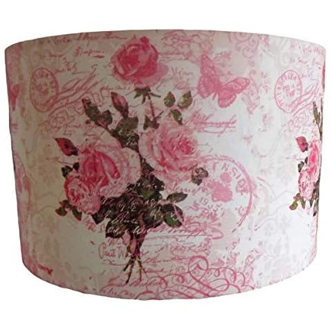 Pink Rose Script Lampshade, floral light shade, old script,postmarks Cover