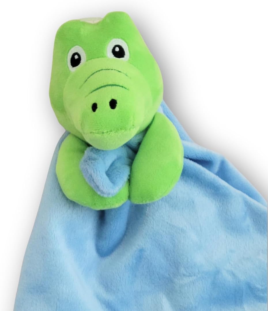 Alligator Lovey Blanket for Baby | Large 20" x 20" Baby Lovey for Girls or Boys | Cute Alligator Security Blanket for Babies and Toddlers