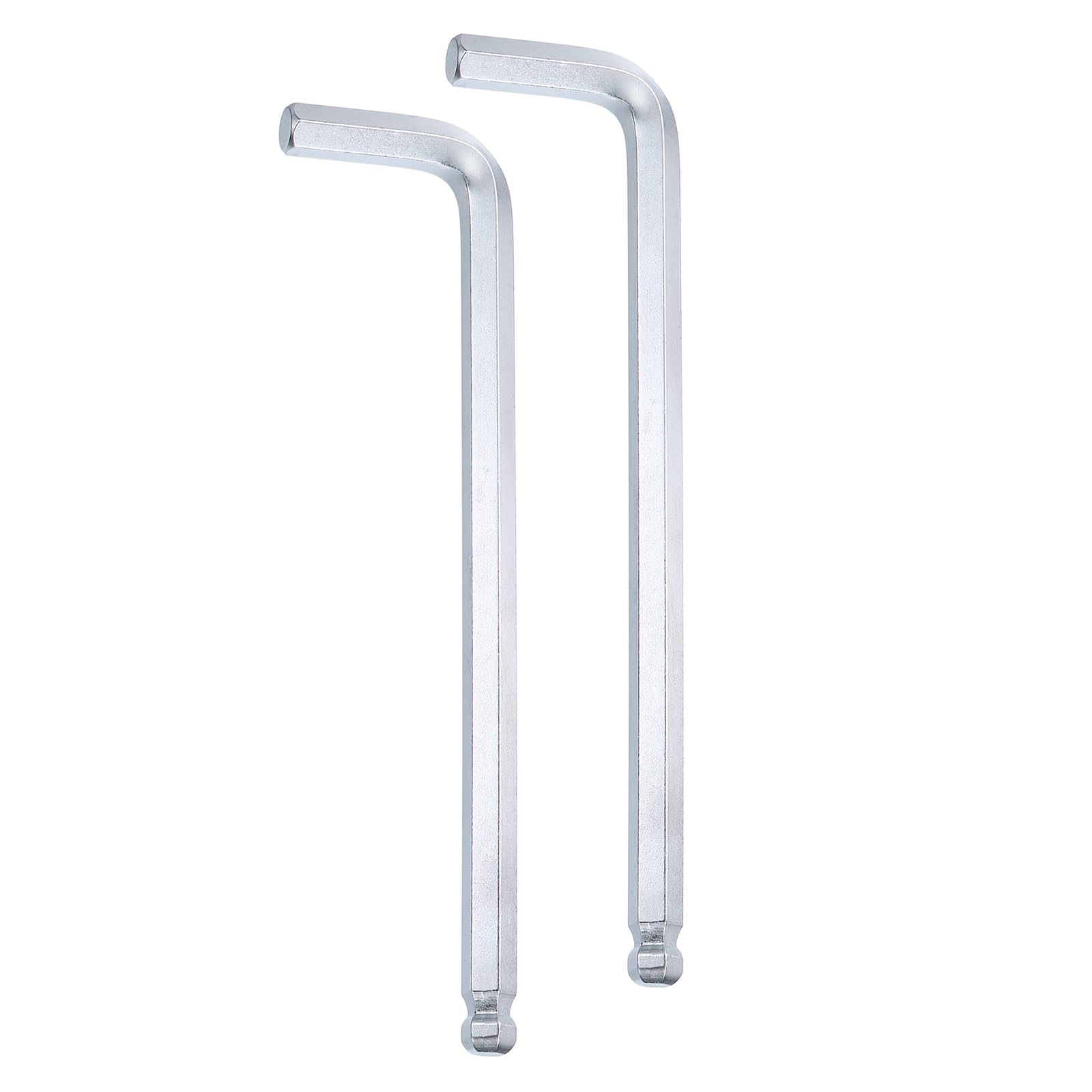 sourcing map 2pcs Ball End Hex Key Wrench 14mm Metric Chrome-Vanadium Steel L-Shape Long Arm Hexagon Wrenches Repairing Tool for Home Bike Motorcycle Repair, Silver