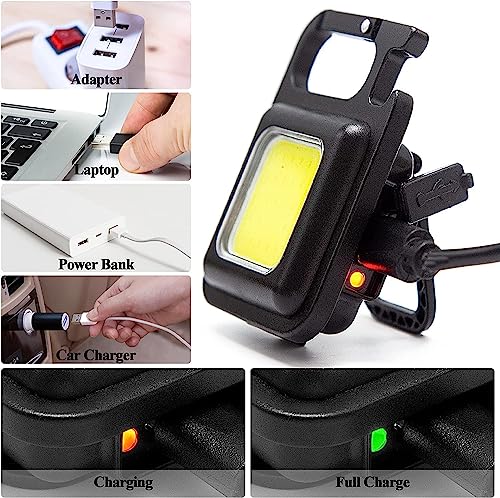 Image of K D Pack of 02 Keychain COB LED Flashlight Rechargeable | 800 Lumens Mini Torch with Magnet, Bottle Opener & 3 Lighting Modes | Portable Emergency Light with Type-C Charging