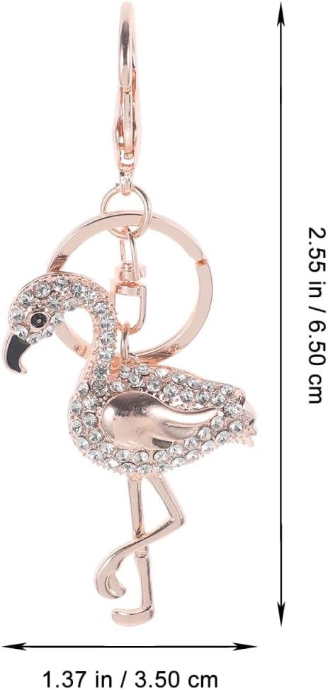 Flamingo Keychain Rhinestone Sparkling Creative Key Holder Pendant for Car Bag Purse Decoration 4.33X1.96In - Image 4