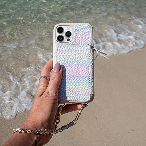 Wallet Case For Iphone 14 Pro Max, Lameeku Case Wallet With Card Holder For Iphone 14 Pro Max Crossbody Wallet Leather Case For Women Phone Case With Strap For Apple Iphone 14 Pro Max 6.7"-Weave White #TOP3