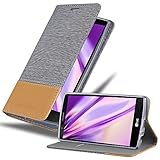 Cadorabo Book Case Compatible with LG G4 / G4 Plus in Light Grey Brown - with Magnetic Closure,...