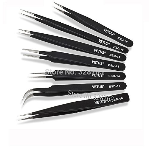 7/unids VETUS alta precisión ESD pinzas Set acero inoxidable pinzas herramientas kit para BGA reparación de varios