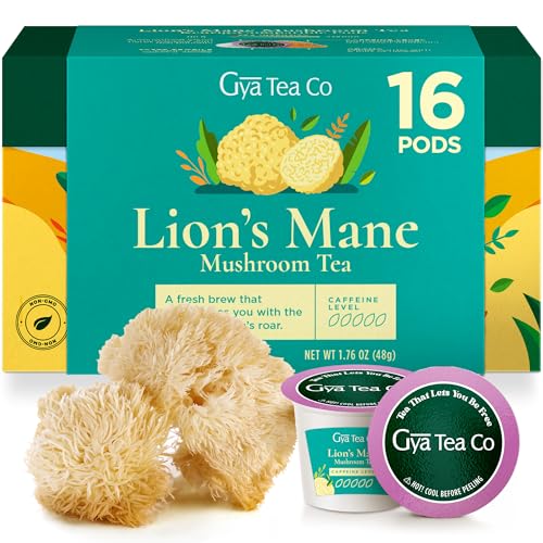 Image of Gya Tea Co Lion's Mane Mushroom Tea Gift Set (16 Count) - Decaf Tea Pod for Lovers Get Well Gifts - Manually Harvested - Enjoy Hot or Iced