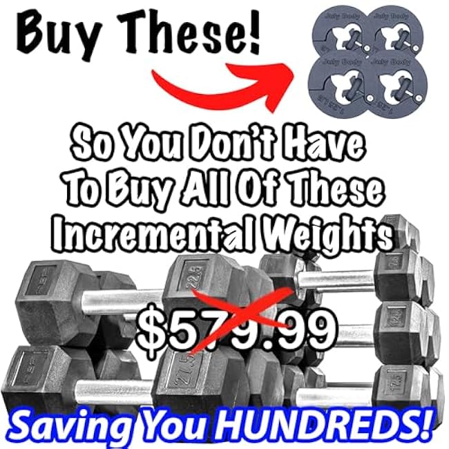 1.25 Pound Weight Clips ¨C Adds 2.5 Total Pounds - For Dumbbells, Kettlebells, and Barbells - Makes 7.5 12.5 17.5 22.5 27.5 Pound Dumbbells - (4 Clip Pack)
