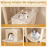 COSTWAY Drapak duży, drzewo dla kotów XXL, 205 cm wysokości, stabilny drapak dla kotów, drzewo do wspinaczki z 2 norkami